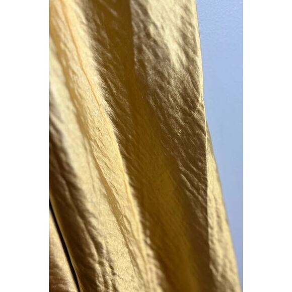 Here Comes the Sun Golden Yellow Satin Midi Dress with Tie Front Y2K Size Medium - Picture 8 of 8